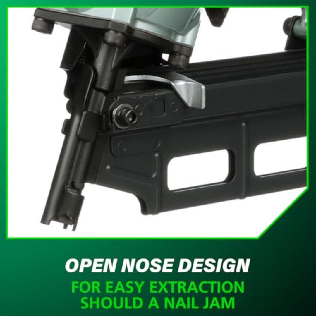 Metabo HPT Framing Nailer, Pro-Preferred Pneumatic Power Nailer & Framing Tool For Flooring, Roof Decking & More, Rapid Response Cylinder Valve, 21Ã‚Â° 2" to 3-1/4" Plastic Collated Nails, NR83A5(S)