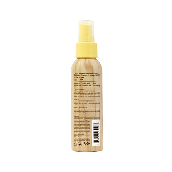 Sun Bum Revitalizing 3 in 1 Leave In Conditioner - Anti Frizz Detangler - Color Friendly with UV Protection - Enriched with Coconut Oil and Banana - 4 oz