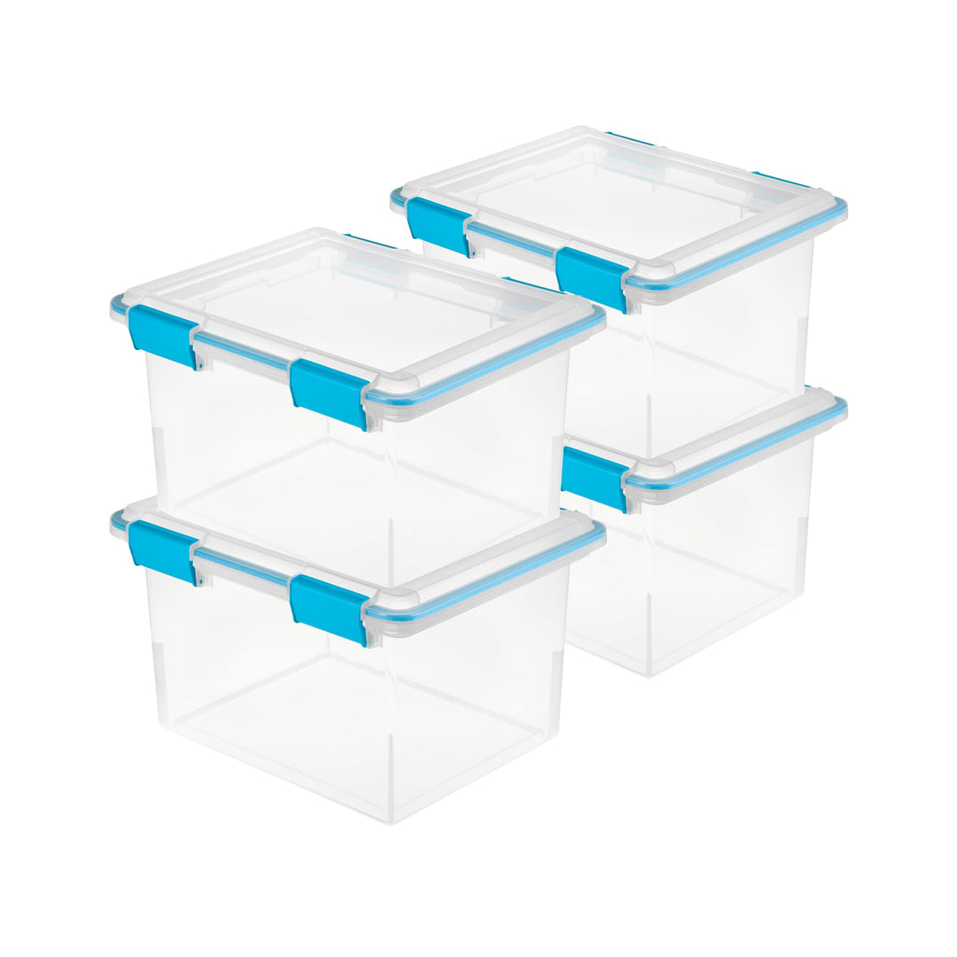 Sterilite 1 Pack Gasket Box, Weather-Resistant Storage Bins with Latching Lids, 32 Quart - Heavy-Duty Organizing Containers for Closet, Bathroom, and Office