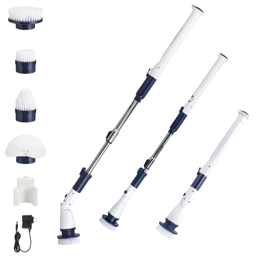 Casabella Power Spin Scrubber, Extendable to 47.5” – Cordless Electric Cleaner for Shower, Kitchen, Bathroom, Tile, Tub, Car, Deck - Rechargeable Spin Brush with Adjustable Brush Head & 4 Attachments Retail $49.99