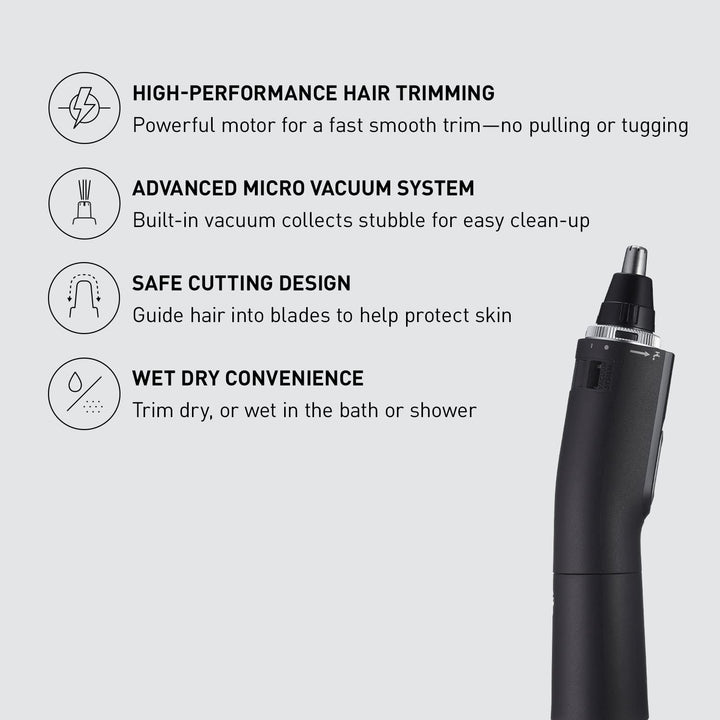 Panasonic Ear and Nose Hair Trimmer for Men with Vacuum Cleaning System, Powerful Motor and Dual-Edge Blades for Smoother Cutting, Wet/Dry Ã¢â‚¬â€œ ER-GN70-K (Black)