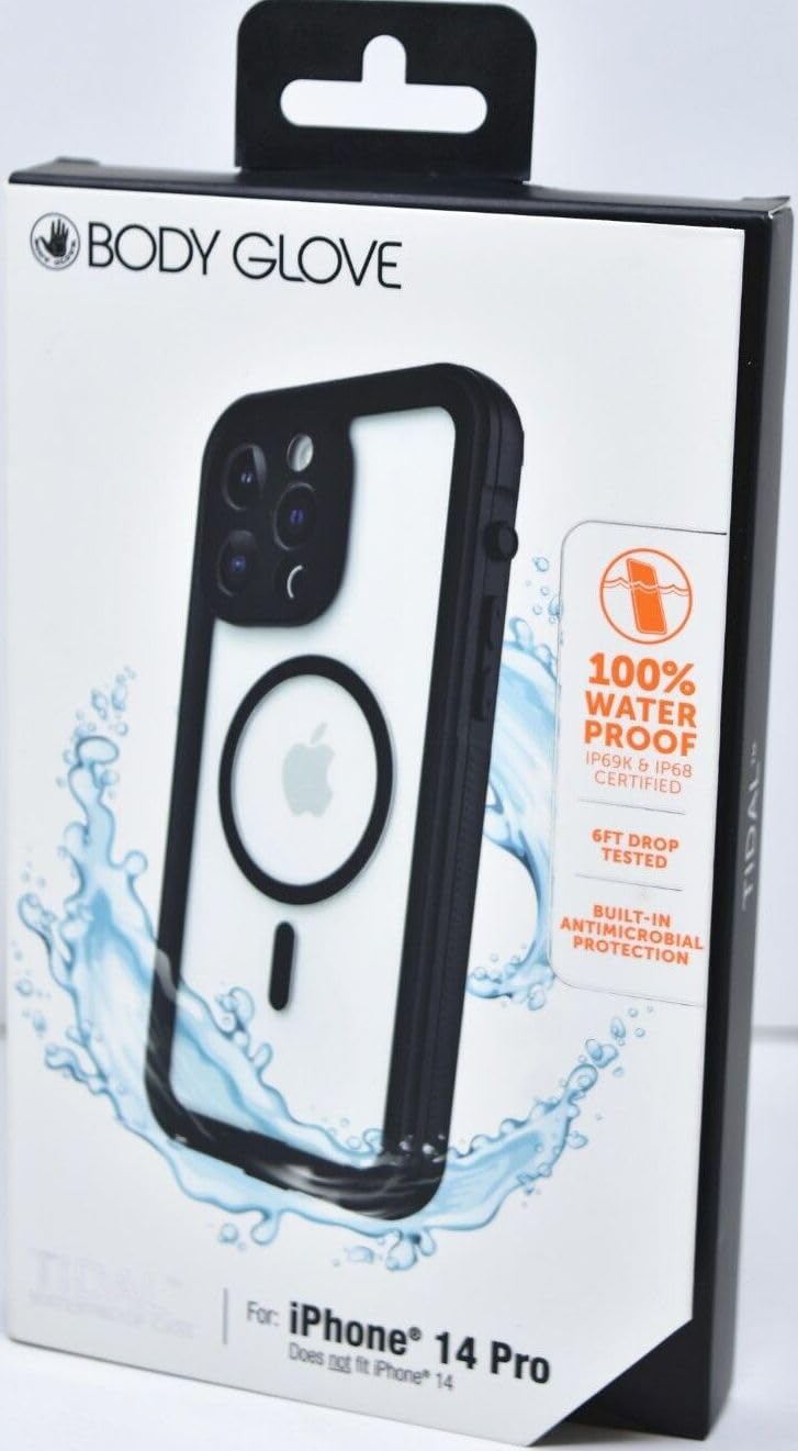 Body Glove Tidal Waterproof Case with Magsafe for iPhone 14 Pro - Black/Clear Retail $19.88