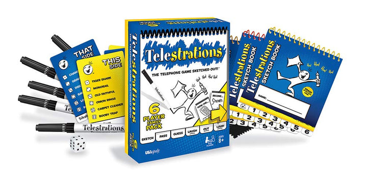 USAopoly Telestrations Original 6 Player | Family Board Game | A Fun Family Game for Kids and Adults | Family Game Night Just Got Better | The Telephone Game Sketched Out Retail $19.99