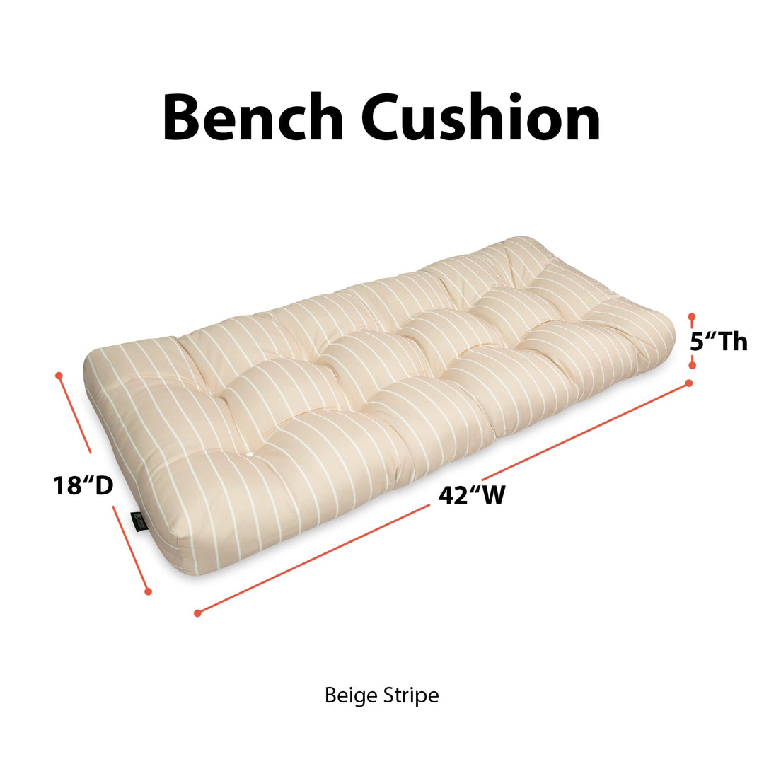 Classic Accessories Patio Bench Cushion, Soft Beige, Stripe, 42”W Retail $38.99