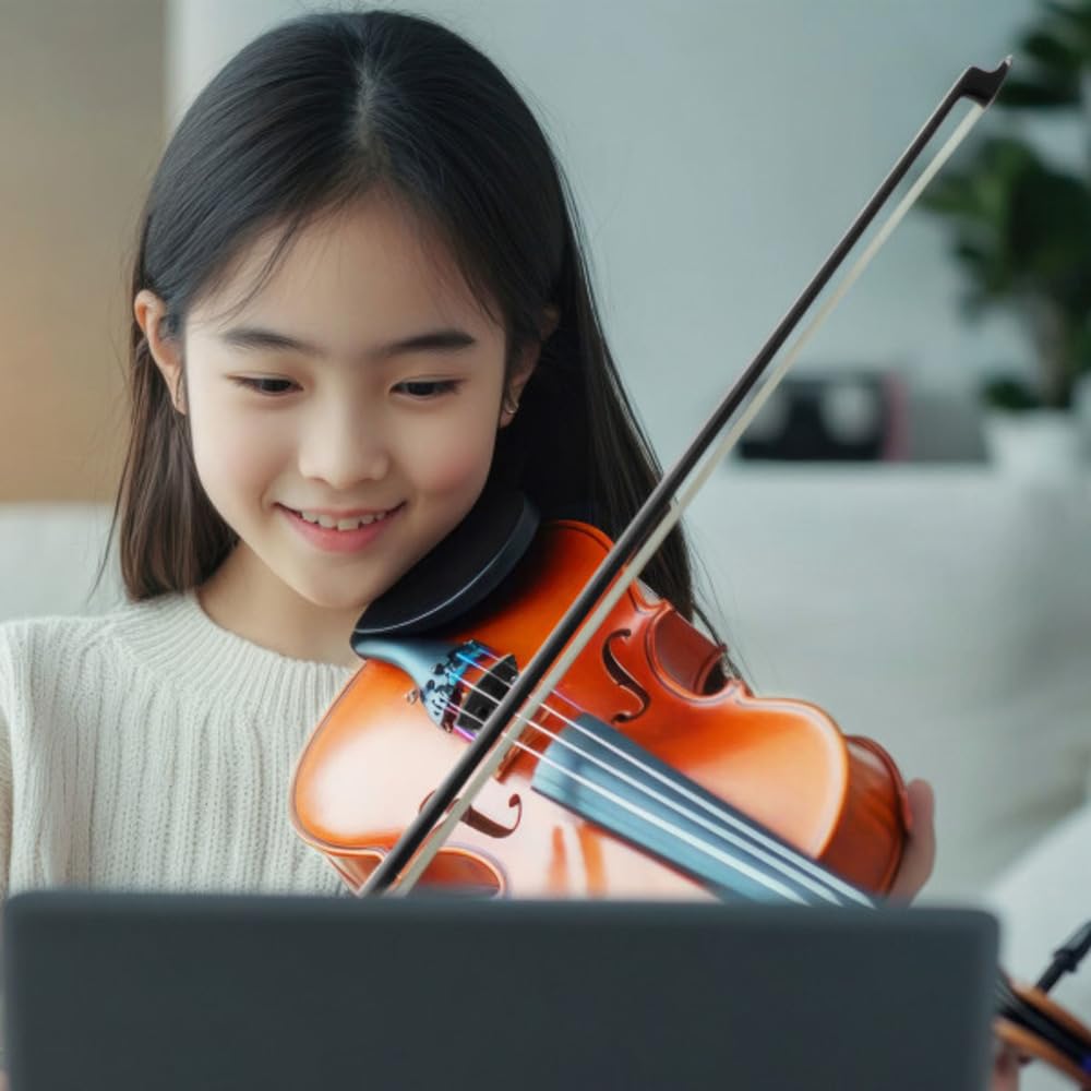 Kid's Toy Violin with Bow, 4 Adjustable Strings, and Musical Sounds - 18-Inch Realistic Instrument for Learning Classical Music by Hey Play (Brown) Retail $24.99