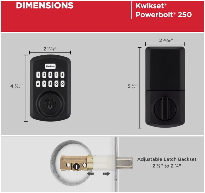 Kwikset 9250TRS-15S Transitional Powerbolt 2 Electronic SmartCode Deadbolt SmartKey with RCAL Latch and RCS Strike Satin Nickel Finish Retail $69.95