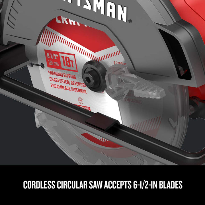 CRAFTSMAN V20 Cordless Circular Saw, 6-1/2 inch, Bare Tool Only (CMCS500B) Retail $109.00