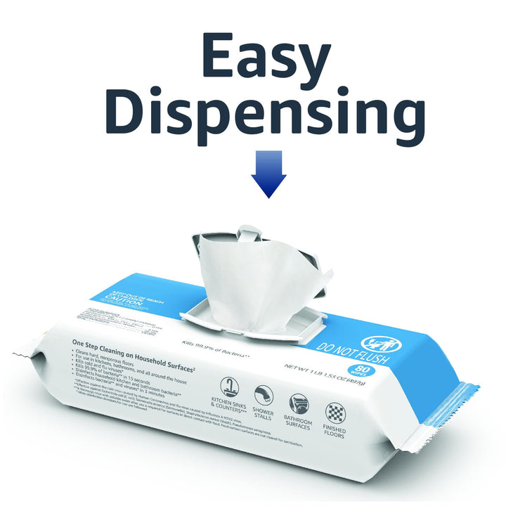 Amazon Basics Disinfecting Wipes, Lemon & Fresh Air Scent, Sanitizes/Cleans/Disinfects/Deodorizes, 320 Count (4 Packs of 80)