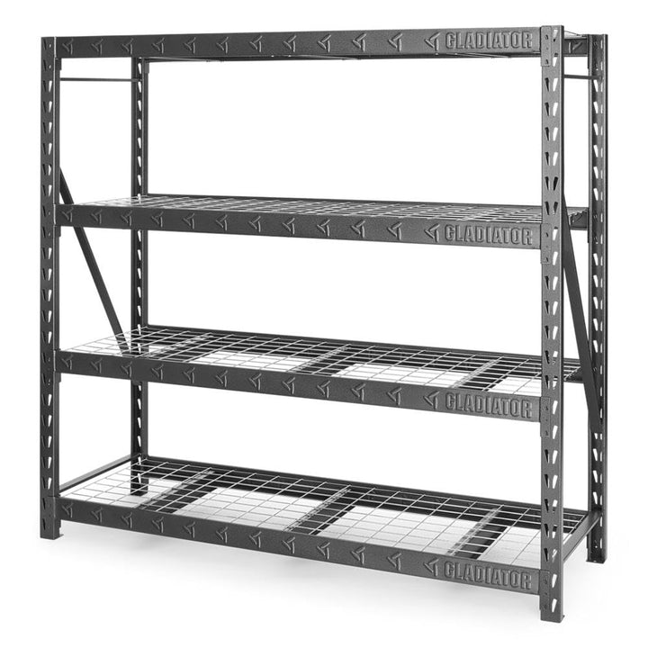 Gladiator 77" Wide Heavy Duty Rack with Four 24" Deep Shelves, Retail $349.99