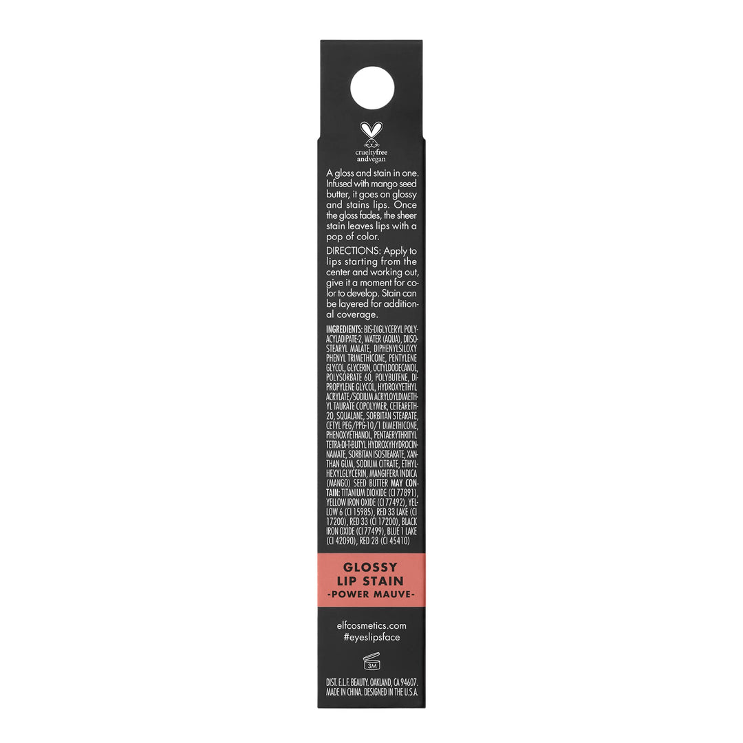 e.l.f. Glossy Lip Stain, Long-Lasting, Lightweight Lip Stain For A Sheer Pop Of Color & Subtle Gloss Finish, Vegan & Cruelty-Free, Power Mauves Retail $7.00