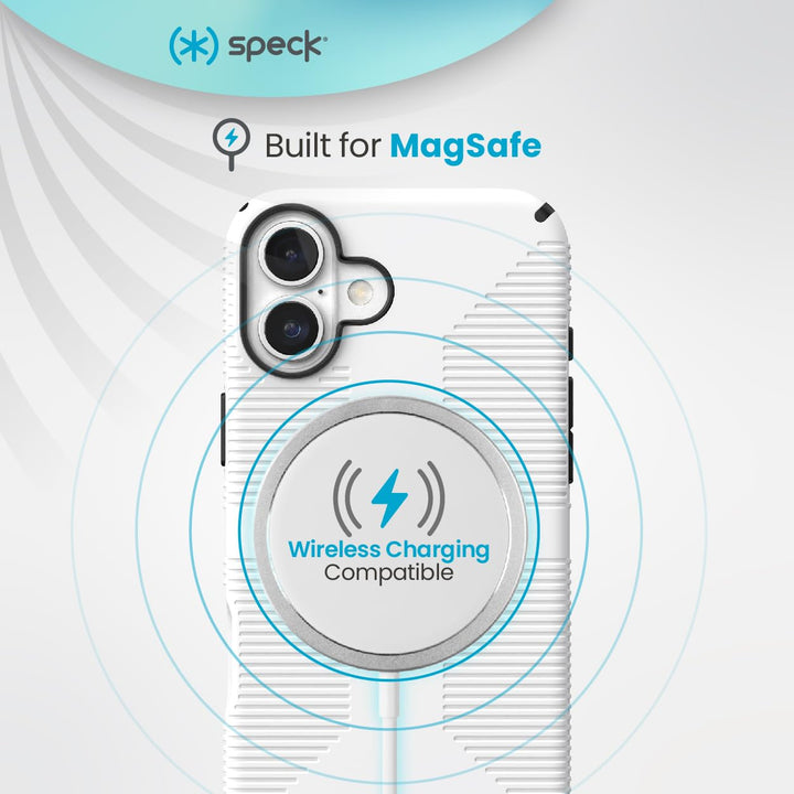 Speck CandyShell Grip Case iPhone 16 Plus - Slim MagSafe Case for Women and Men - White/Black Retail $12.89