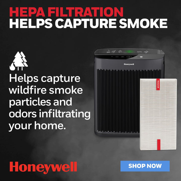 Honeywell HEPA Air Purifier Filter R, 1-Pack for HPA 100/200/300, 3000 and 5000 Series - Airborne Allergen Air Filter Replacement Targets Wildfire/Smoke, Pollen, Pet Dander, and Dust