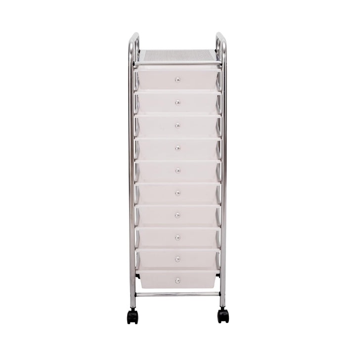 Seville Classics Rolling Utility Organizer Storage Cart, for Home Office, School, Classroom, Scrapbook, Hobby, Craft, 10 Drawer, Frost White Retail $49.99