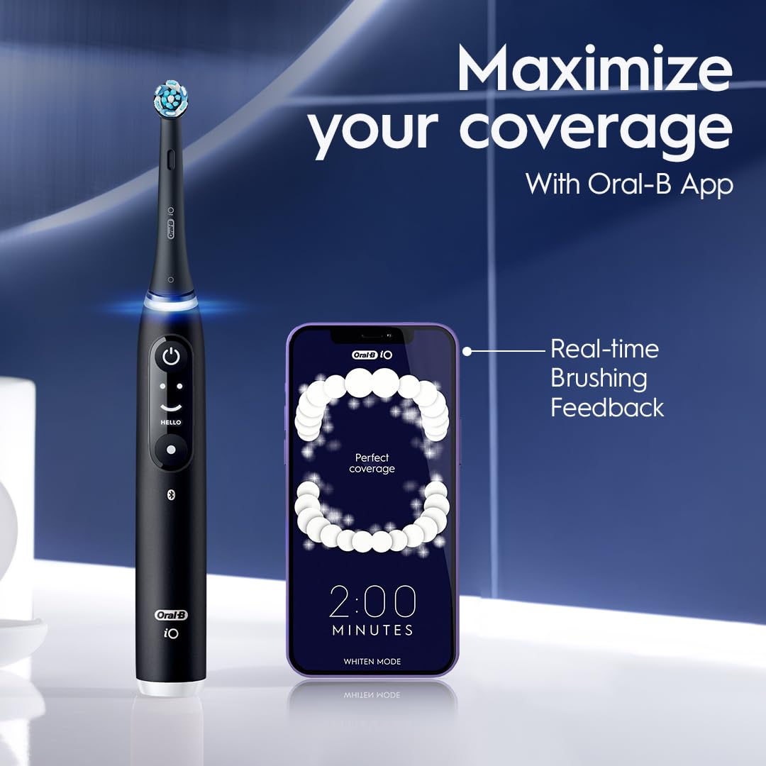 Oral-B Rechargeable Electric Toothbrush, iO6 Connected Coach, 5 Cleaning Modes, Visual Pressure Sensor to Protect Gums, Interactive Display, Travel Case, Gray Opal Retail $119.94