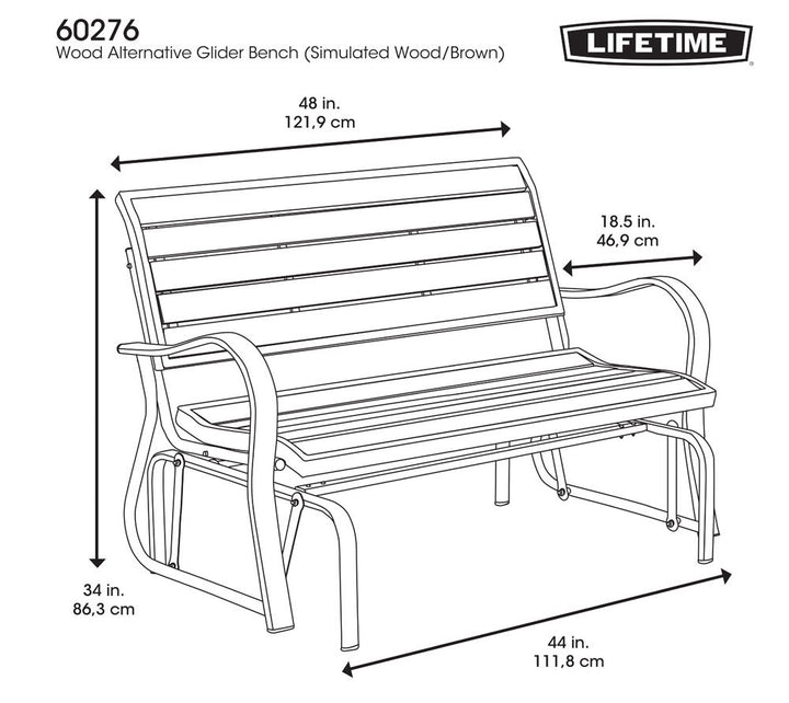 LIFETIME 60276 Glider Bench, Harbor Gray Retail $223.99