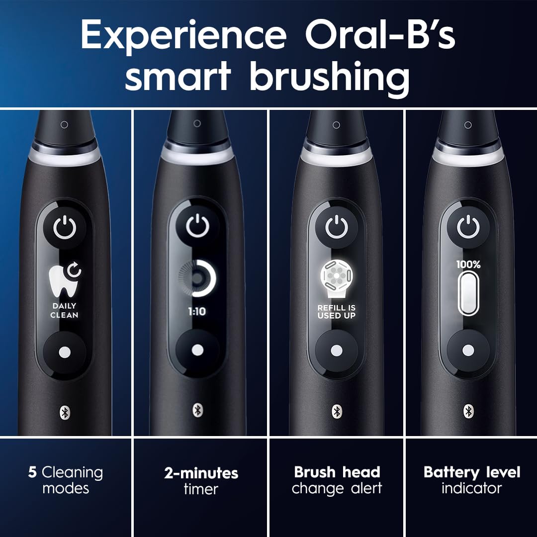 Oral-B Rechargeable Electric Toothbrush, iO6 Connected Coach, 5 Cleaning Modes, Visual Pressure Sensor to Protect Gums, Interactive Display, Travel Case, Gray Opal Retail $119.94