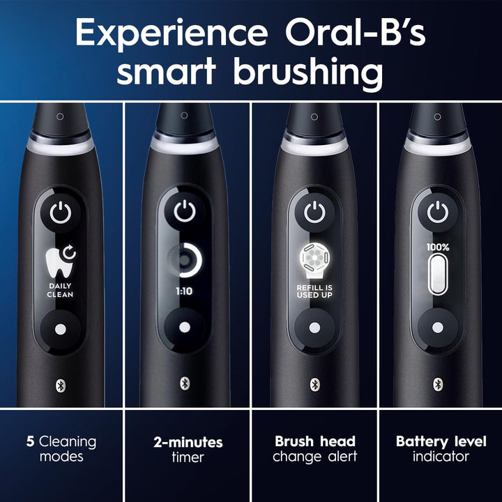 Oral-B Rechargeable Electric Toothbrush, iO6 Connected Coach, 5 Cleaning Modes, Visual Pressure Sensor to Protect Gums, Interactive Display, Travel Case, Gray Opal Retail $119.94