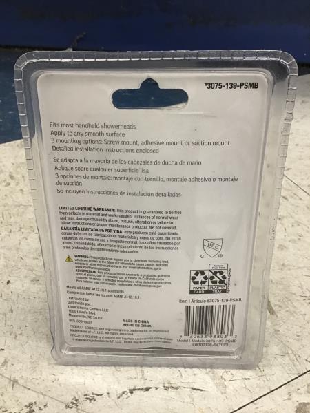 Project Source Handheld Showerhead Wall Bracket - Matte Black Finish Retail $10.00