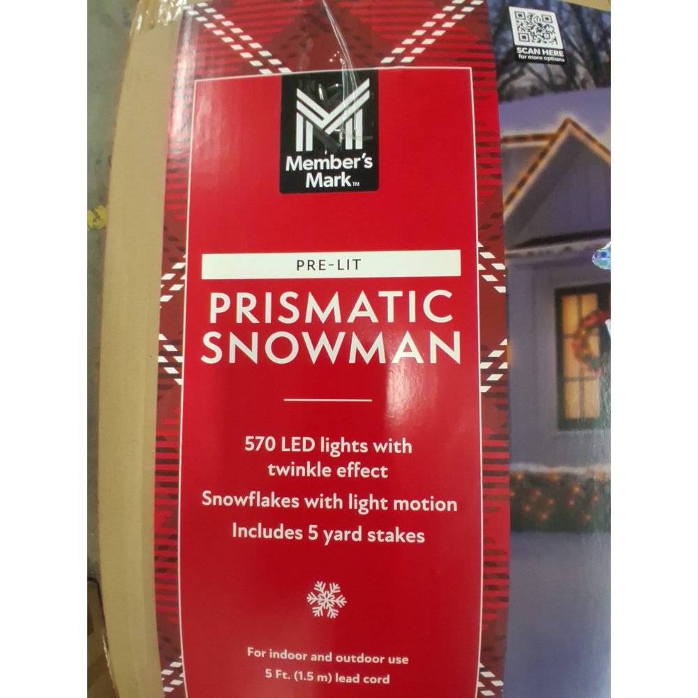 Member's Mark Prismatic Snowman - Pre-Lit, 570 LED Lights, Twinkle Effect, 6 ft Tall Retail $149.00