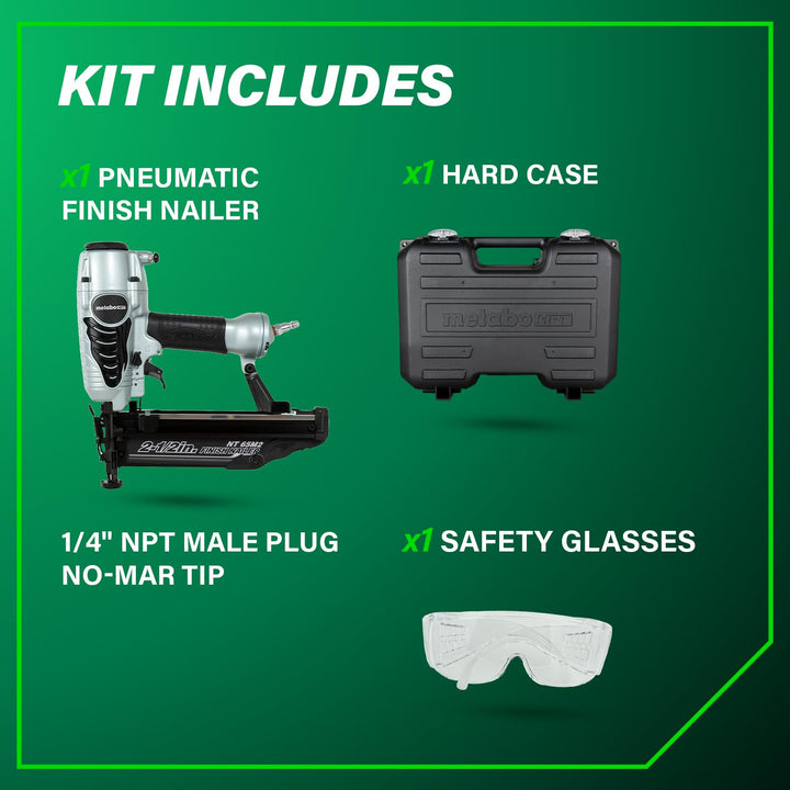 Metabo HPT Finish Nailer with Air Duster, Pro-Preferred Pneumatic Power Nailers, Ideal for Molding, Chair Rail, and Cabinetry, Lightweight 3.7 lbs, 16 Gauge, 1" to 2-1/2" Finish Nails, NT65M2S Retail $179.00