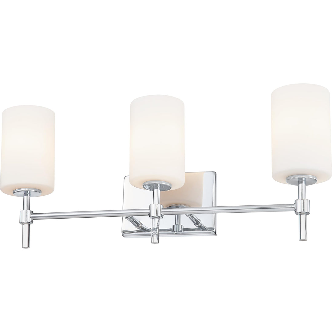 Quoizel Rossfield Vanity Light, 24 Inch 3-Light Chrome Finish with White-Etched Glass Shade Light for Bathroom, Bedroom, or Kitchen
