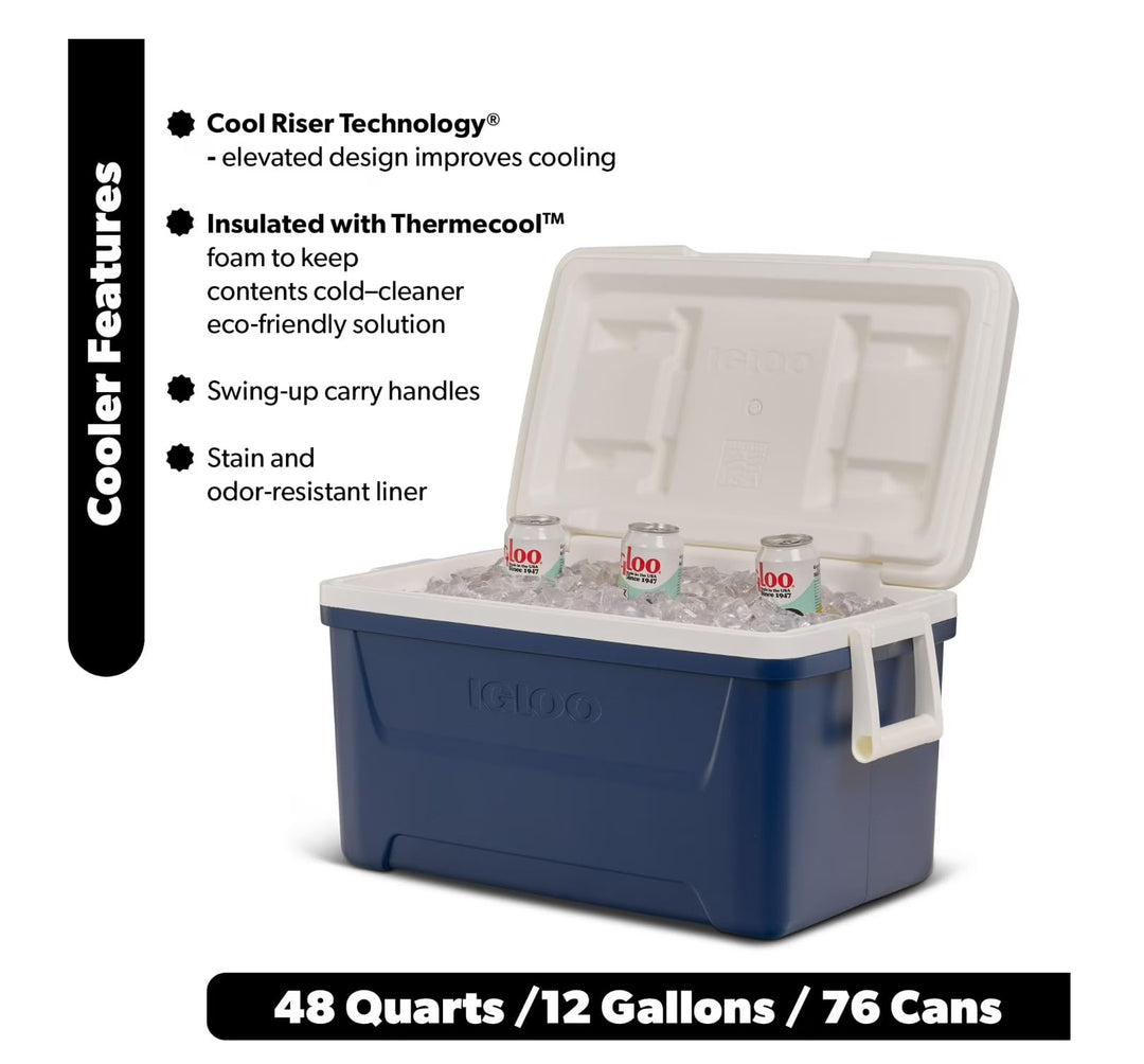48 Qt Hard Sided Ice Chest by Igloo, Navy Retail $25.77