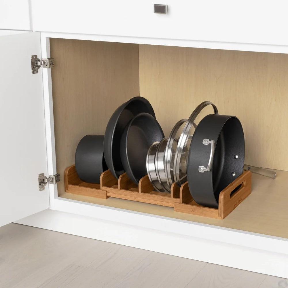 Seville Classics Expandable Cabinet Organizer, Brown Bamboo, 12.83" x 22.5" x 3.23" H Retail $19.99