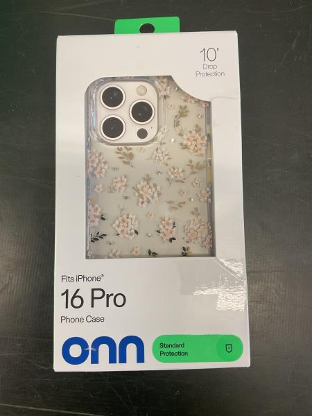 Onn. IPhone 16 pro pink floral phone case 10’ drop protection Retail $12.98