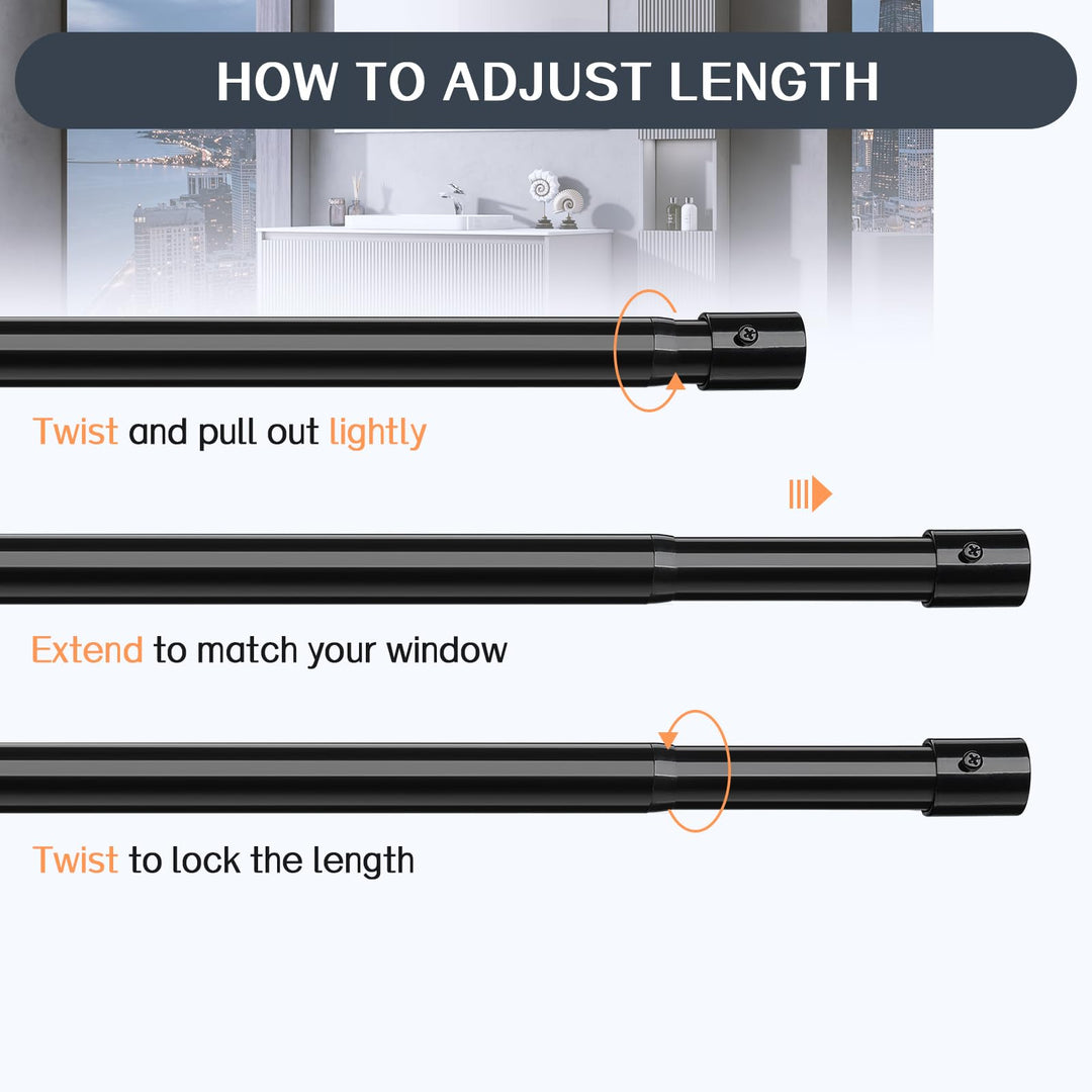 Adjustable Closet Rod 26-42 Inch, Closet Hanging Rod Heavy Duty, Closet Pole for Hanging Clothes, Closet Extender Hanging Bar for Wardrobe, Black Curtain Rod for Bathroom Shower Retail $12.99