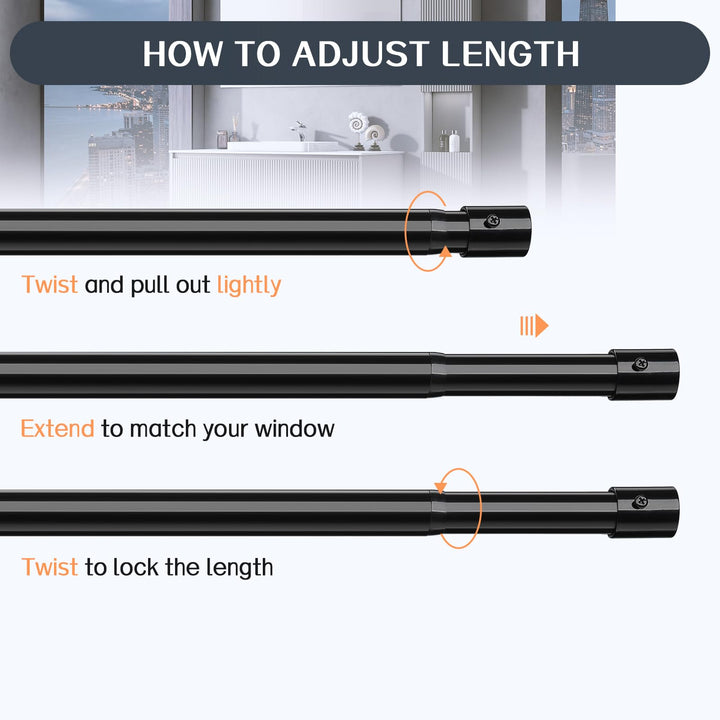 Adjustable Closet Rod 26-42 Inch, Closet Hanging Rod Heavy Duty, Closet Pole for Hanging Clothes, Closet Extender Hanging Bar for Wardrobe, Black Curtain Rod for Bathroom Shower Retail $12.99