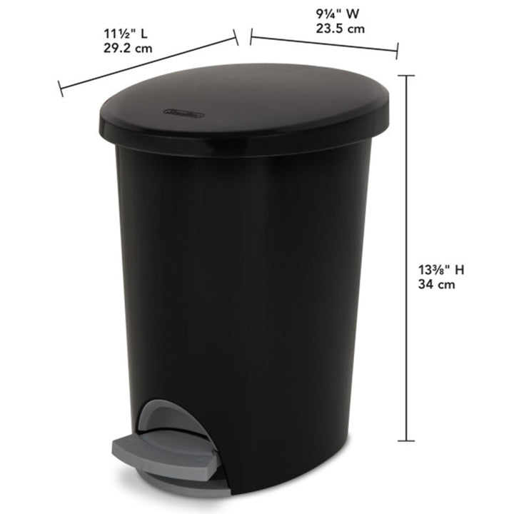 Sterilite 2.6 Gallon Ultra StepOn Wastebasket w/ Lid, Small Plastic Trash Can for the Bathroom, Bedroom, or Dorm, Pedal and Liner, Black, 2-Pack