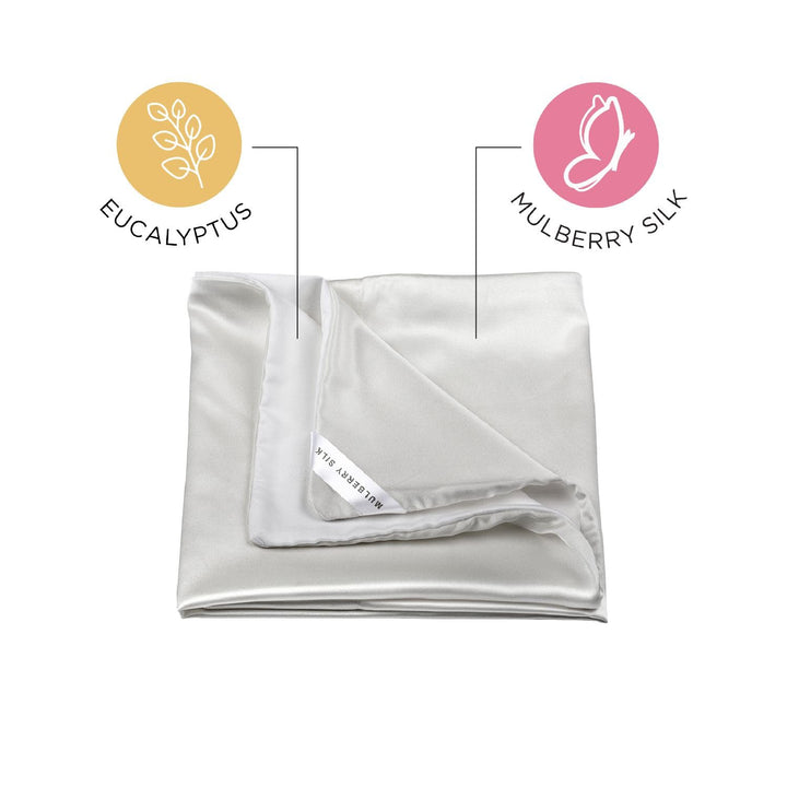 NGHT Reversible Silk Pillowcase: 100% Mulberry Silk one Side, 100% Eucalyptus Other Side - Anti-Slip Silk Pillow Covers for Soft Hair & Skin - 38” x 20” King Size Retail $70.00