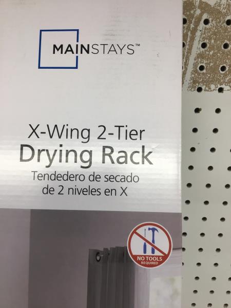 Mainstays X-Wing 2-Tier Drying Rack, No Tools Required, White Retail $20.00