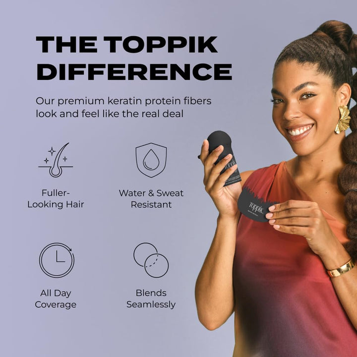 Toppik Hair Building Fibers, Gray, 27.5g Fill In Fine or Thinning Hair, Instantly Thicker, Fuller Looking, 9 Shades for Men & Women, Keratin Protein Formula