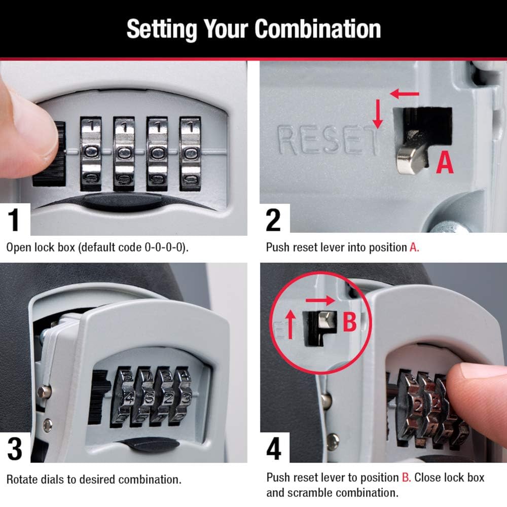 Master Lock Set Your Own combination Wall Mount Lock Box, 5 Key capacity, Black 5401EC Retail $39.99