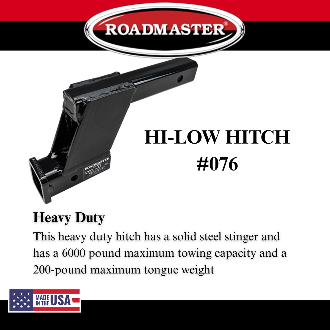 Roadmaster 076 Hi-Low Receiver Hitch with 6" Offset fits 2" Receiver Hitch | 6000 lbs Towing Capacity | 200 lbs Max Tongue Weight | Durable Powder Coat Finish | Made in The USA