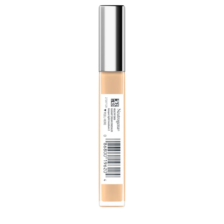 Neutrogena Healthy Skin Radiant Lightweight Brightening Cream Concealer with Peptides & Vitamin E Antioxidant, Non-Comedogenic, Bisque Light/Medium 02 neutral undertones, 0.24 fl. oz