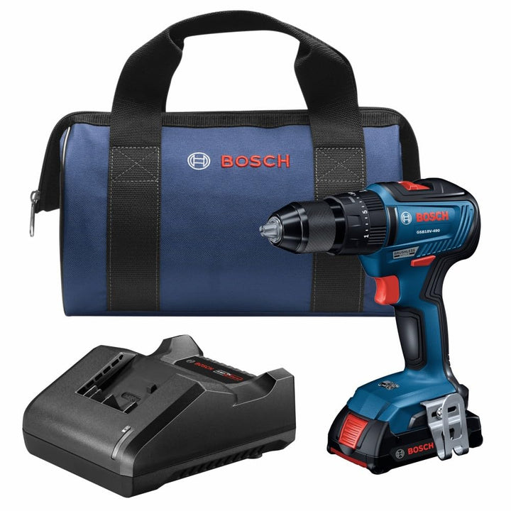 Bosch GSB18V-490B12 18V EC Brushless 1/2 In. Hammer Drill/Driver Kit with (1) 2 Ah Standard Power Battery