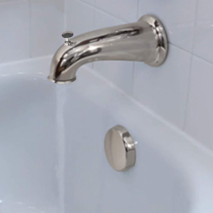 DANCO Decorative Bathtub Faucet Spout with Pull Up Diverter | 6 Inch Length | Brushed Nickel Finish (10316) Retail $23.26
