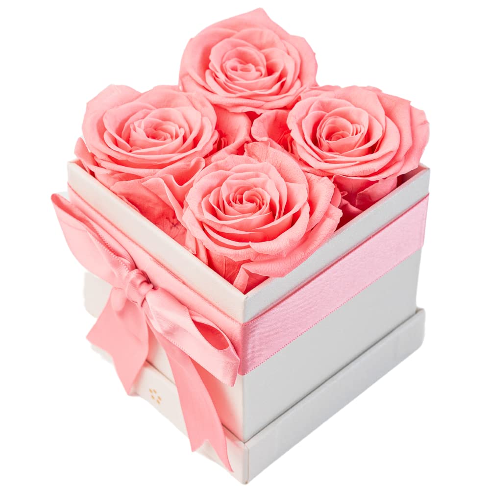 AROMEO Pink Roses, A Gift That Lasts | Fresh Flowers for Delivery, Mothers Day Gifts, Mom, Girlfriend, Wife, Mother, Birthday, Women Gift. Preserved Fresh Cut Zero Maintenance Roses with Box Retail $69.99