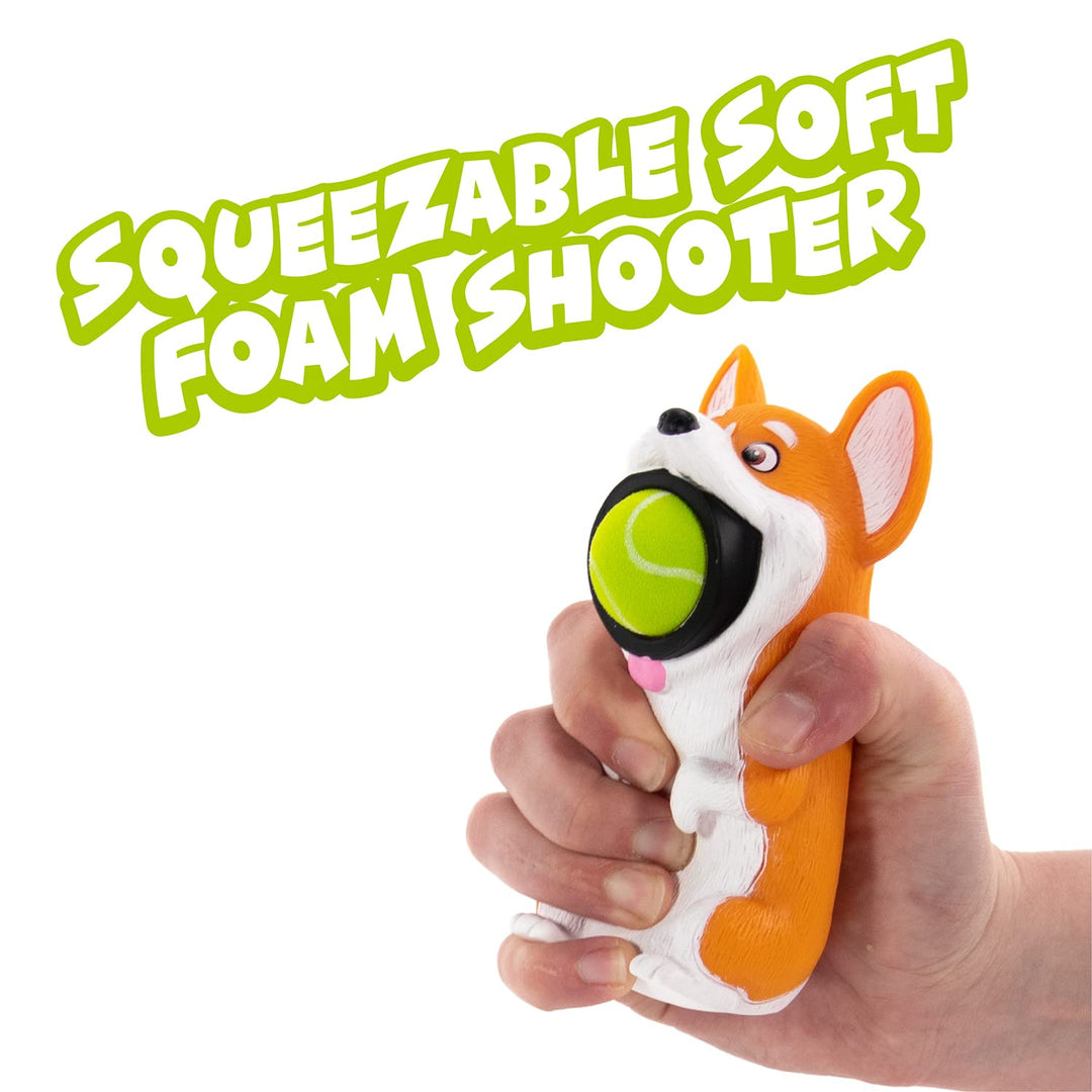 Hog Wild Corgi Ball Popper Toy - Stocking Stuffer Includes 4 Soft Foam Balls - Squeeze to Pop Air Powered Balls to 20 Feet - Launcher Safe for Indoor/Outdoor Play - Party Favor Gift for Kids Ages 5+