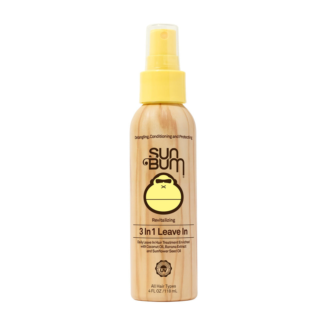 Sun Bum Revitalizing 3 in 1 Leave In Conditioner - Anti Frizz Detangler - Color Friendly with UV Protection - Enriched with Coconut Oil and Banana - 4 oz