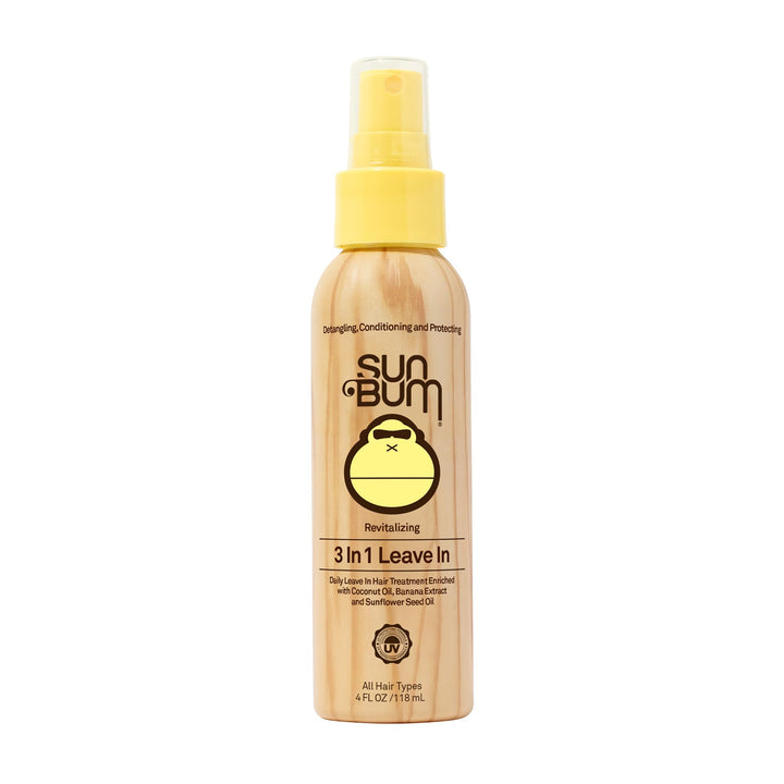 Sun Bum Revitalizing 3 in 1 Leave In Conditioner - Anti Frizz Detangler - Color Friendly with UV Protection - Enriched with Coconut Oil and Banana - 4 oz