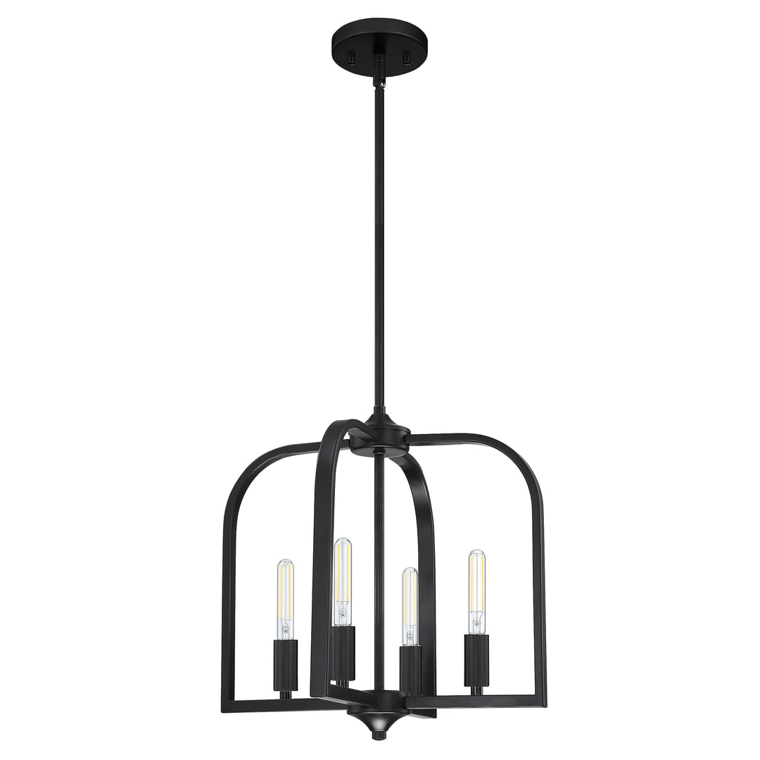 Dolaimi House 4 Light 15'' Rustic Metal Lantern Cage Farmhouse Kitchen Island Pendant Light Fixture,Modern Industrial Black Finish for Dining Room Bedroom Foyer Entry Porch Over Sink(E12 Base) Retail $79.99