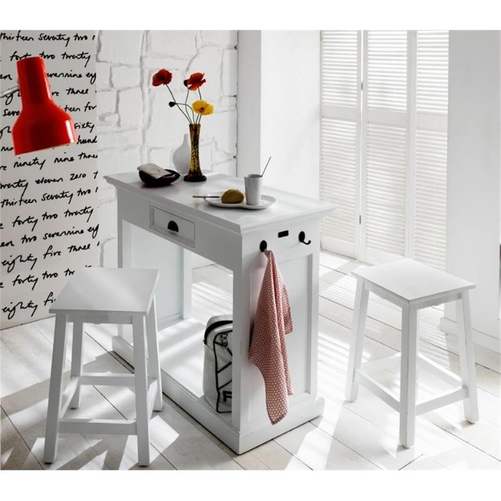 NovaSolo Halifax Pure White Mahogany Wood 19.5-Inch Stool Retail $119.00
