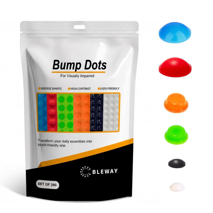 BLEWAY Bump Dots for Visually Impaired 180Pcs Combo Pack - Low Vision Aids Braille Stickers Raised Tactile Dots for Elderly, Blind (Yellow&Red&Blue&White&Black) Retail $9.99