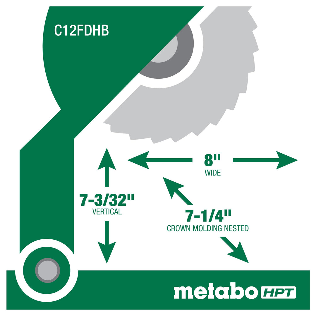 Metabo HPT 12-Inch Compound Miter Saw | Xact Cut LED Shadow Line System | Dual Bevel | C12FDHB Retail $299.00