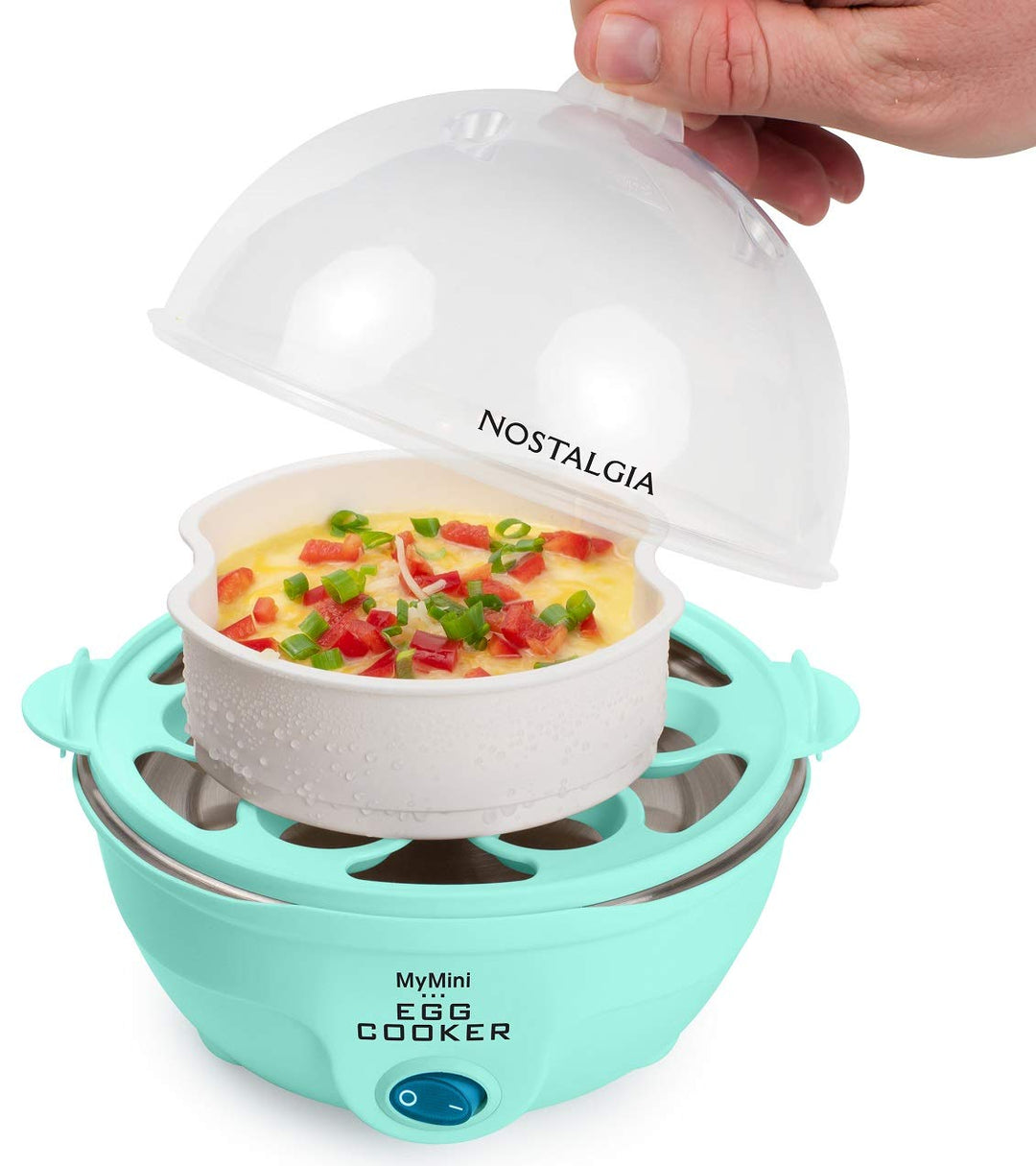 Nostalgia MyMini 7 Egg Cooker makes 7 soft medium or hard boiled eggs egg bowls includes egg white separator (Teal) Retail $12.97