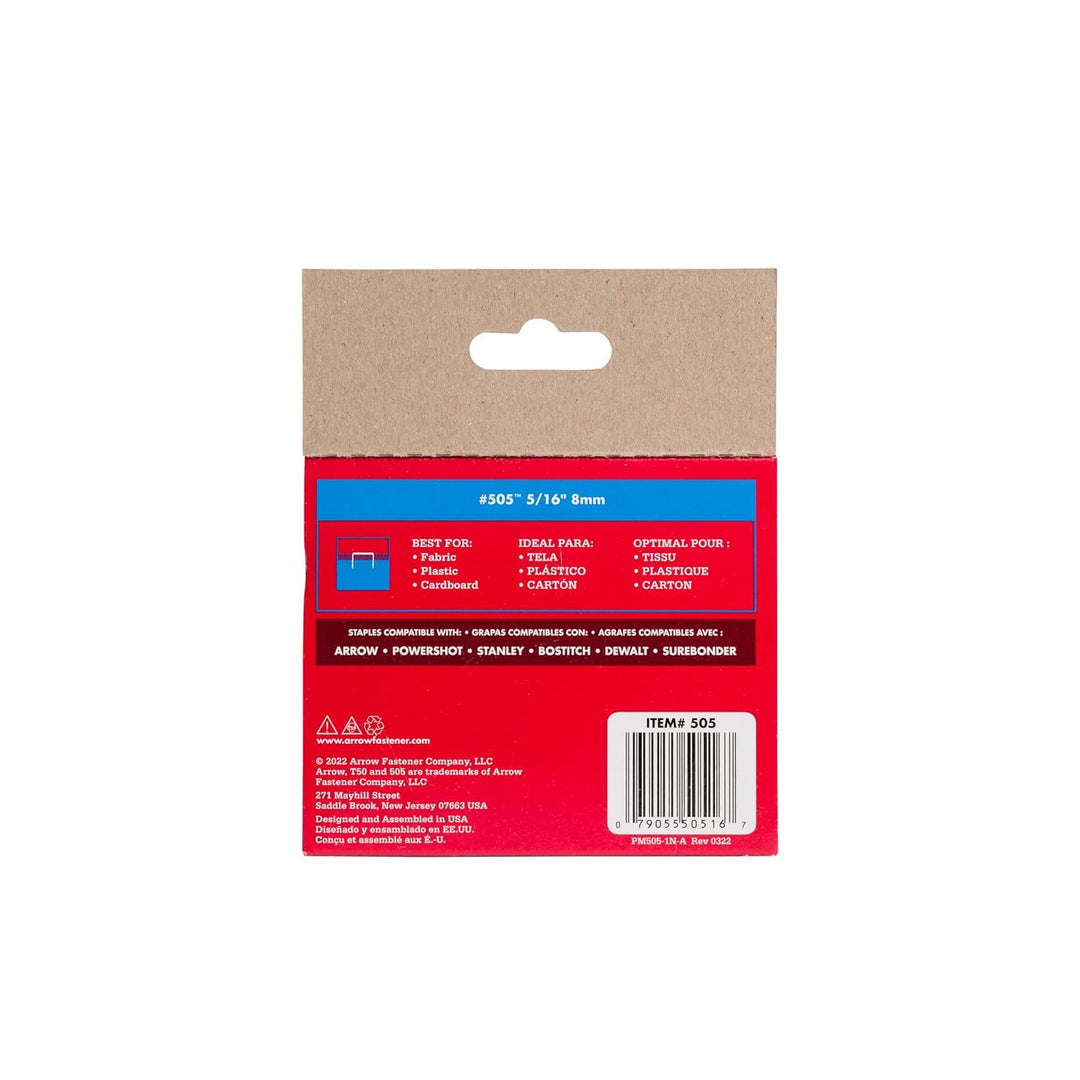 Arrow 505 Heavy Duty T50 5/16-Inch Leg Length, 3/8-Inch Crown, Staples for Upholstery, Construction, Furniture, Crafts, 1250-Pack, Grey