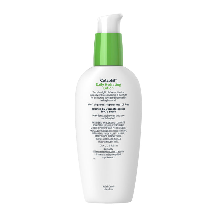 Cetaphil Daily Hydrating Lotion for Face, With Hyaluronic Acid, 3 fl oz, Lasting 24 Hour Hydration, for Combination Skin, No Added Fragrance, Non-Comedogenic